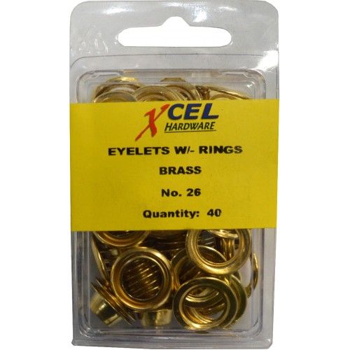 Brass eyelets with rings, 7/16" diameter, perfect for fabric, leather, and paper crafting in a pack of 40.