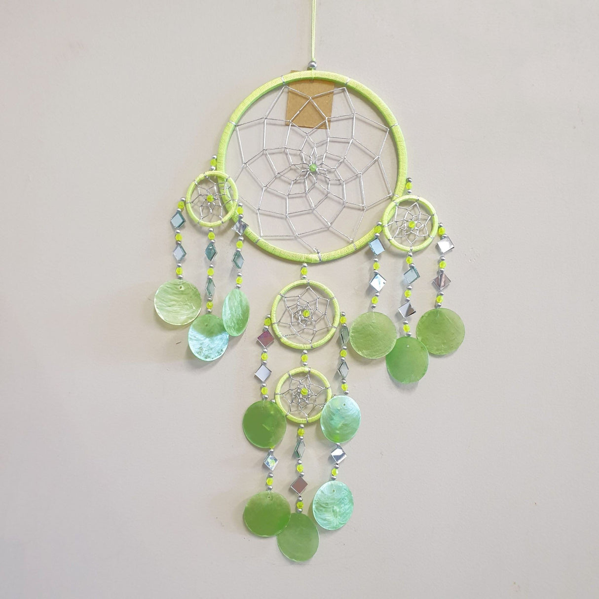Dream Catcher Mirror Shell Chimes Lime