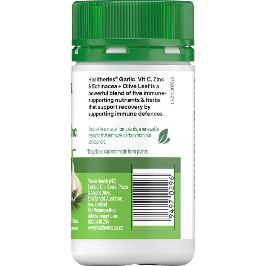 Healtheries Garlic, Vitamin C Zinc & Echinacea Tablets 60pack
