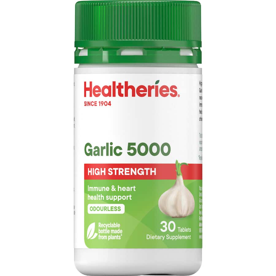 Healtheries Dietary Supplement Garlic Odourless 5000mg Tablets 30pack