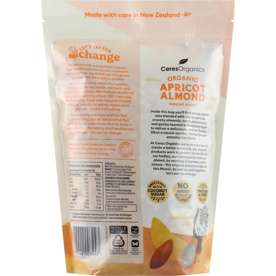 Ceres Organics Organic Muesli Apricot & Almond 700g