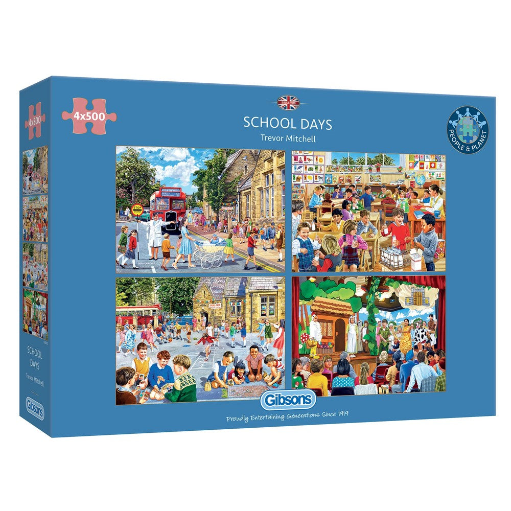 Puzzle - Gibsons - School Days 4 X 500Pc