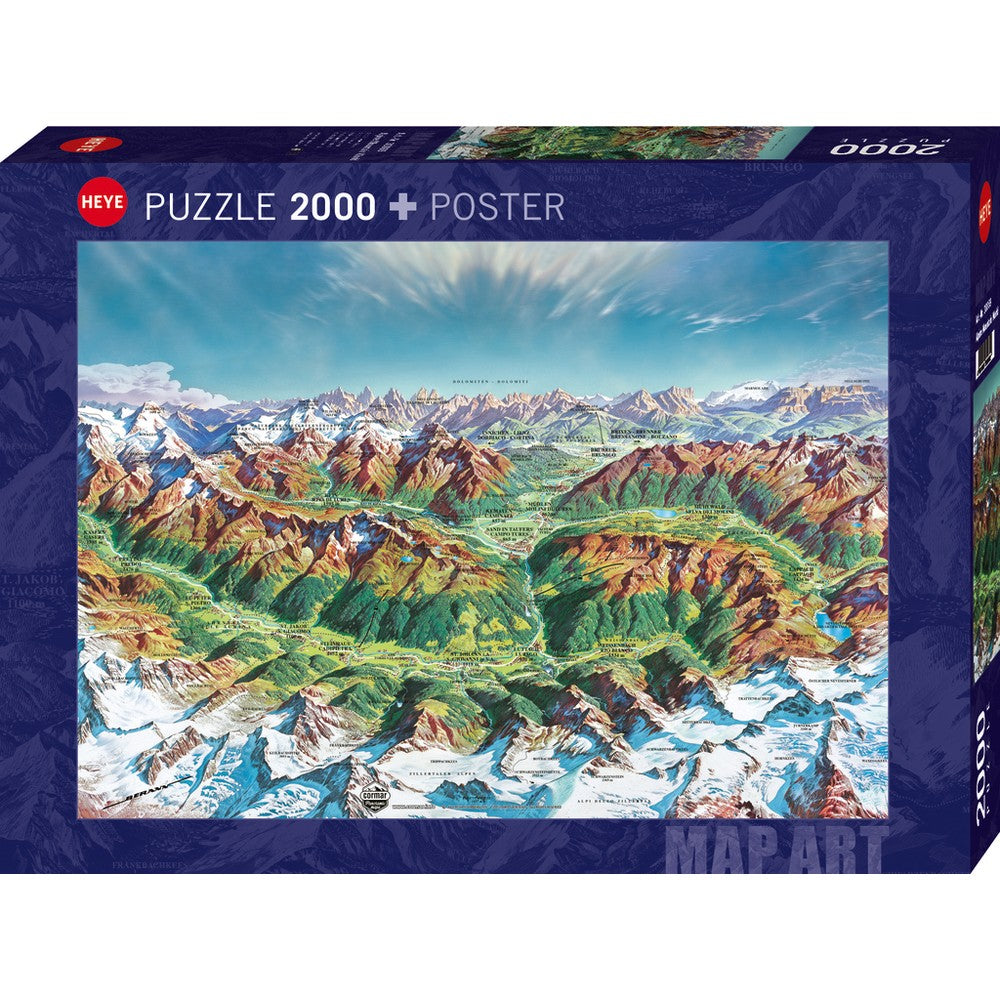 Puzzle - Heye - Map Art Alpine Mtd Wld 2000Pc