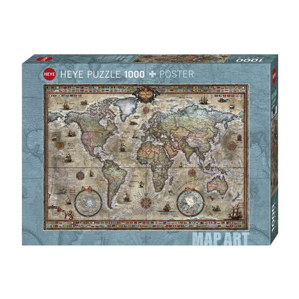 Heye - Map Art; Retro World 1000 Piece - Jigsaw Puzzle