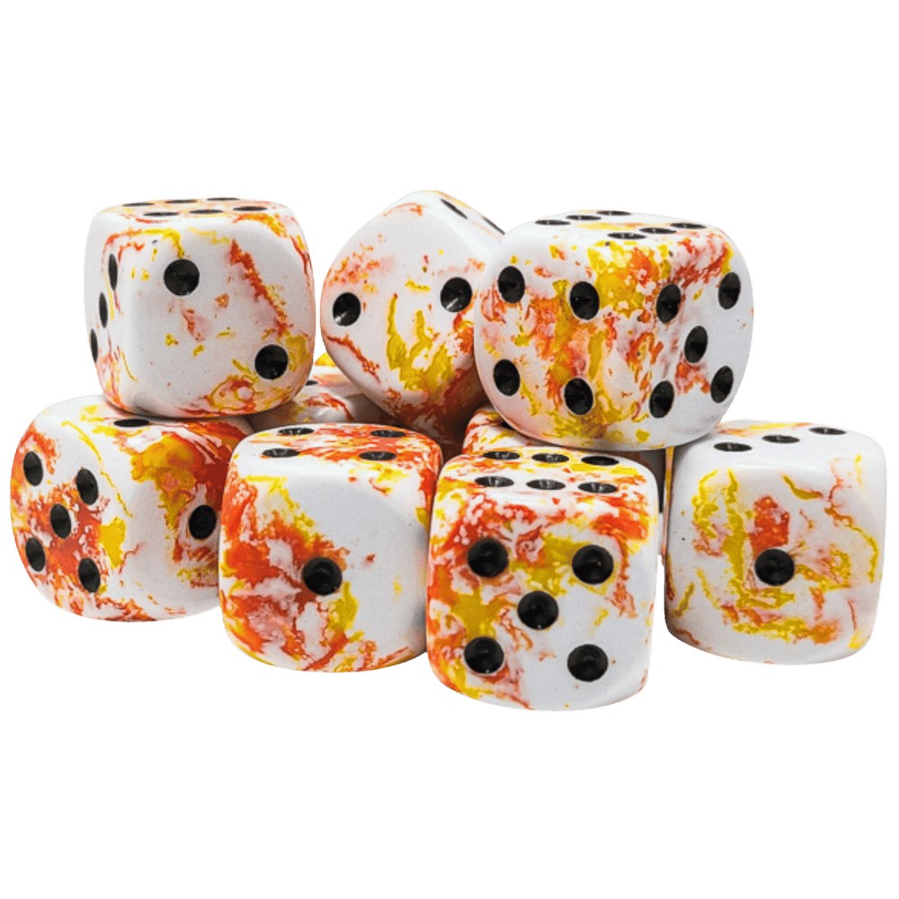 CHX 24603 Brush Sunrise/black 16mm d6 Dice Block (12 dice) - Gaming Accessory