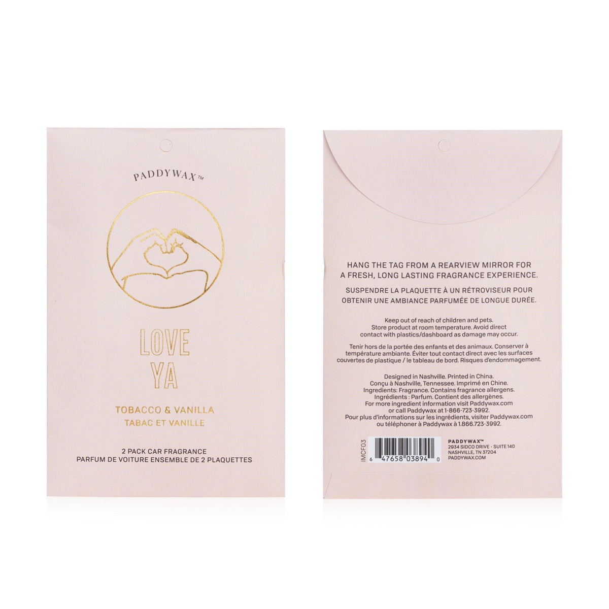 Paddywax - Impressions Car Fragrance - Love Ya - 2packs
