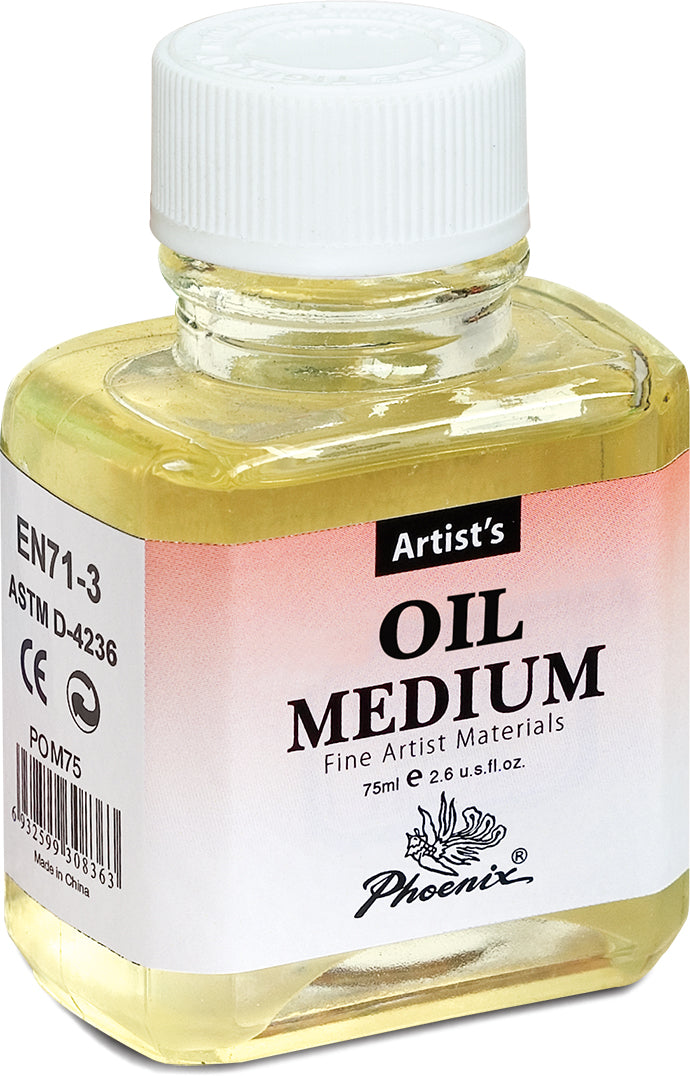 75ml bottle of PHOENIX LINSEED OIL, perfect for thinning oil paints and enhancing color gloss for artists.
