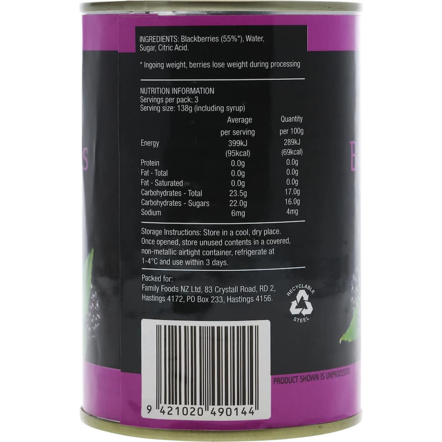 Family Blackberries In Syrup 415g