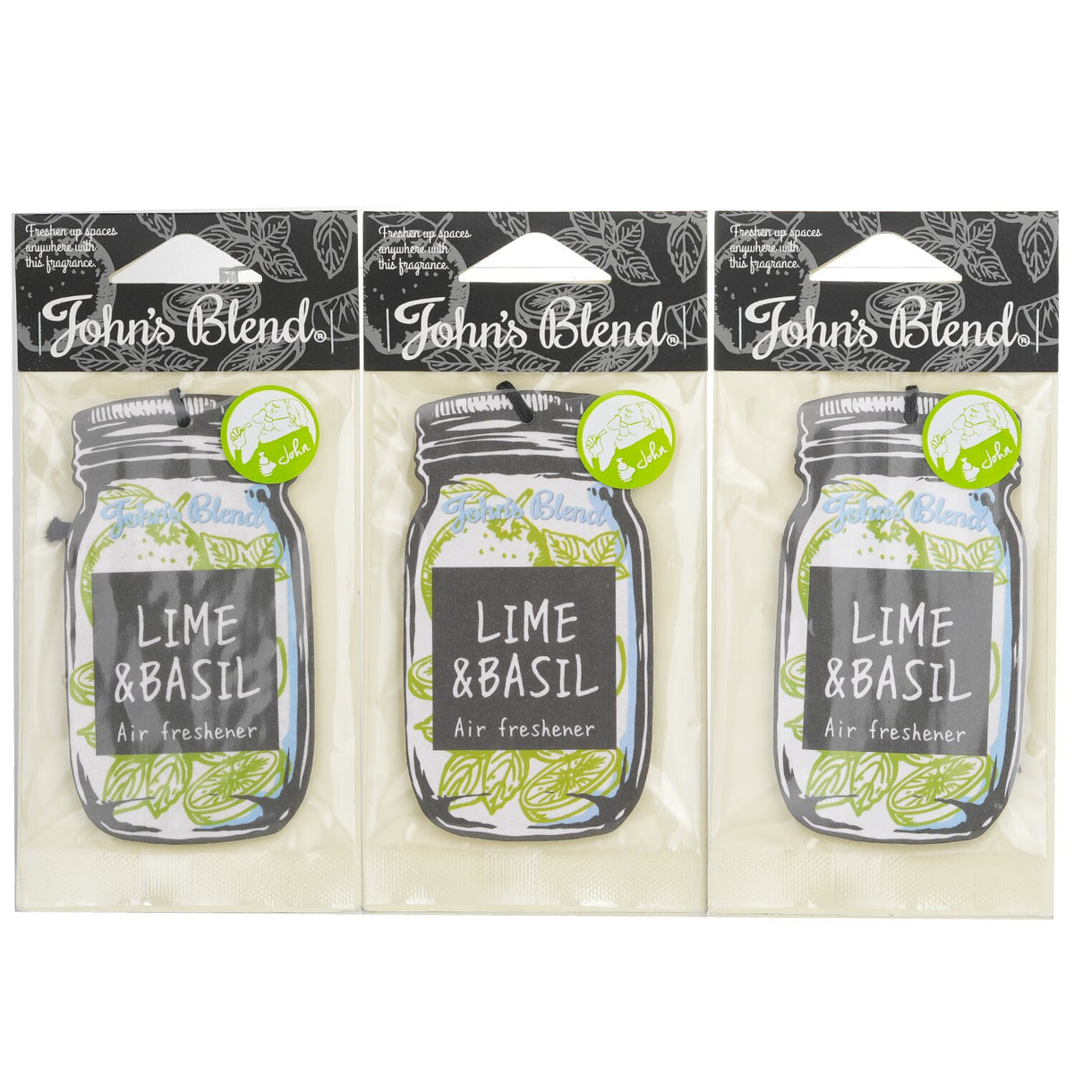 John's Blend - Air Freshener - Lime & Basil - 3pcs