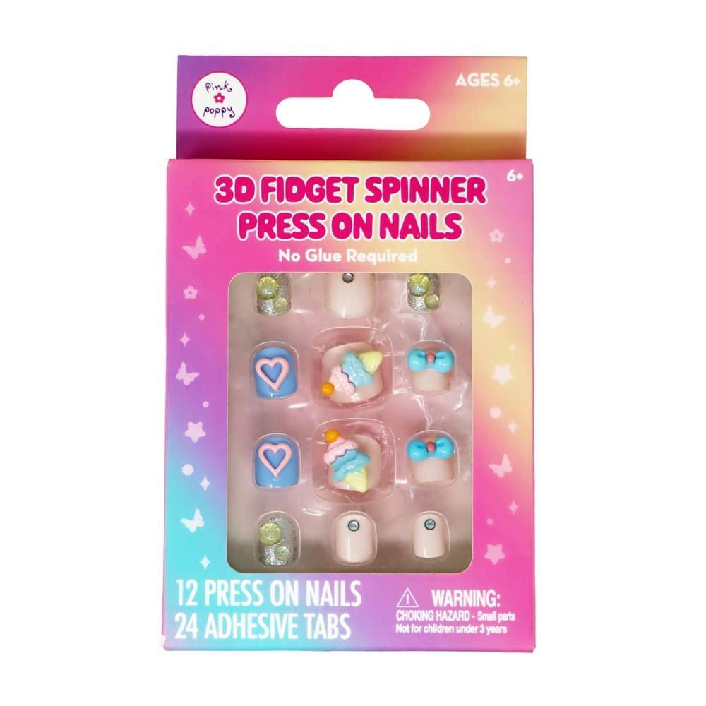 Pink Poppy 3D Fidget Spinner Press On Nails Ice Cream - Toy Vehicle