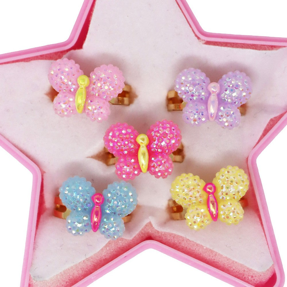 Pink Poppy Sparkle Butterfly Rings - Toy Vehicle