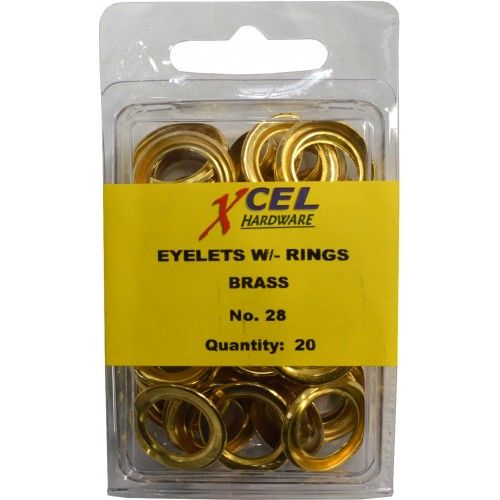 Pack of 20 durable brass eyelets with rings, ideal for fabric, leather, and paper crafting projects.
