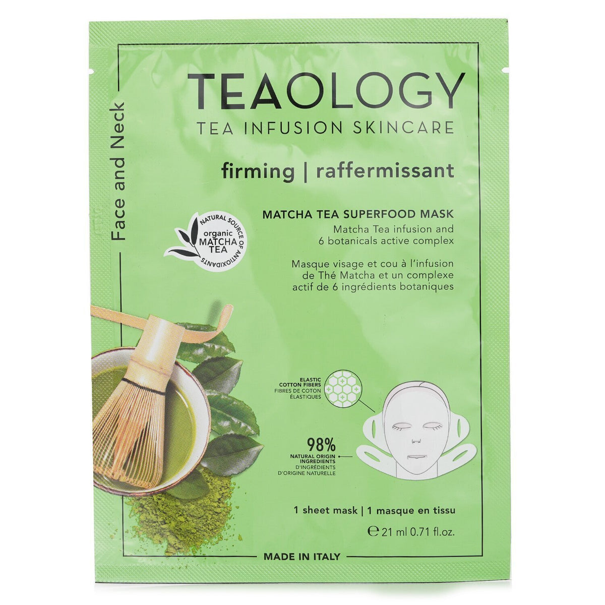 Teaology - Matcha Tea Superfood Face & Neck Mask - 21ml/0.17oz