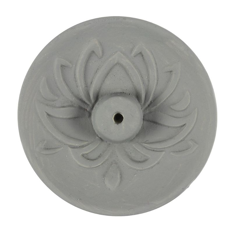 Grey Lotus Terracotta Incense Plate