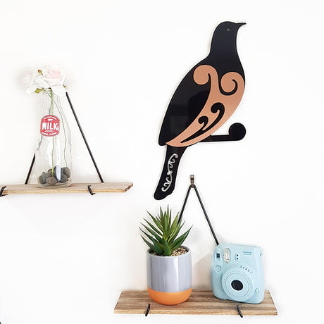 2 Tone Moko Kereru wall art, 389mm, made from durable ACM, ideal for indoor/outdoor decor, ready to hang.