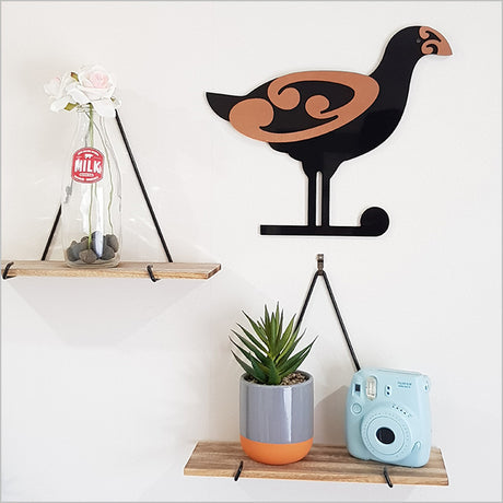 Kiwiana wall art featuring a vibrant 2-tone Pukeko bird, measuring 325mm, durable for indoor/outdoor display.