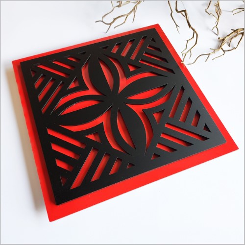 2 Tone Square Tapa 1 Black Acrylic + Red ACM Art Squares