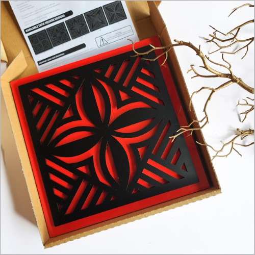 2 Tone Square Tapa 1 Black Acrylic + Red ACM Art Squares