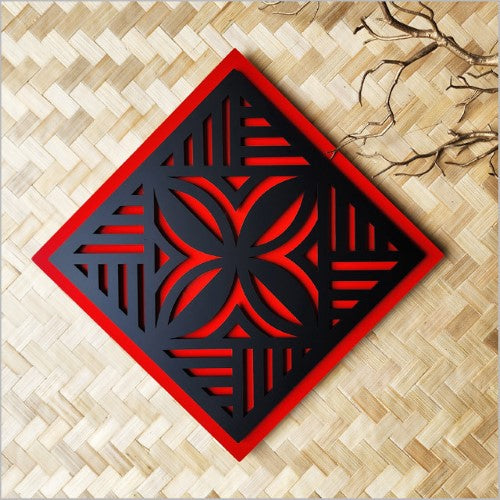 2 Tone Square Tapa 1 Black Acrylic + Red ACM Art Squares