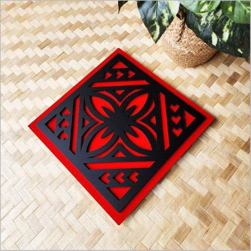 2 Tone Square Tapa 2 Black Acrylic + Red ACM Art Squares