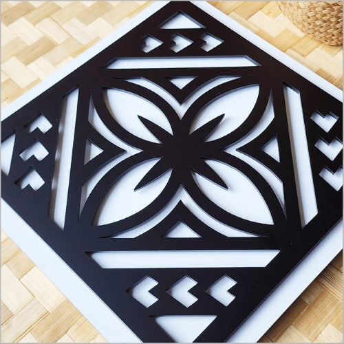 2 Tone Square Tapa 2 Black Acrylic + White ACM Art Squares
