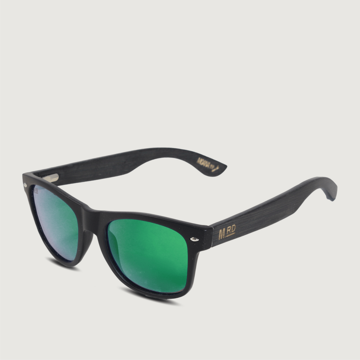 Moana Road - Wooden Arms Sunglasses - 50/50s - Dark w/ Green Refl Lens