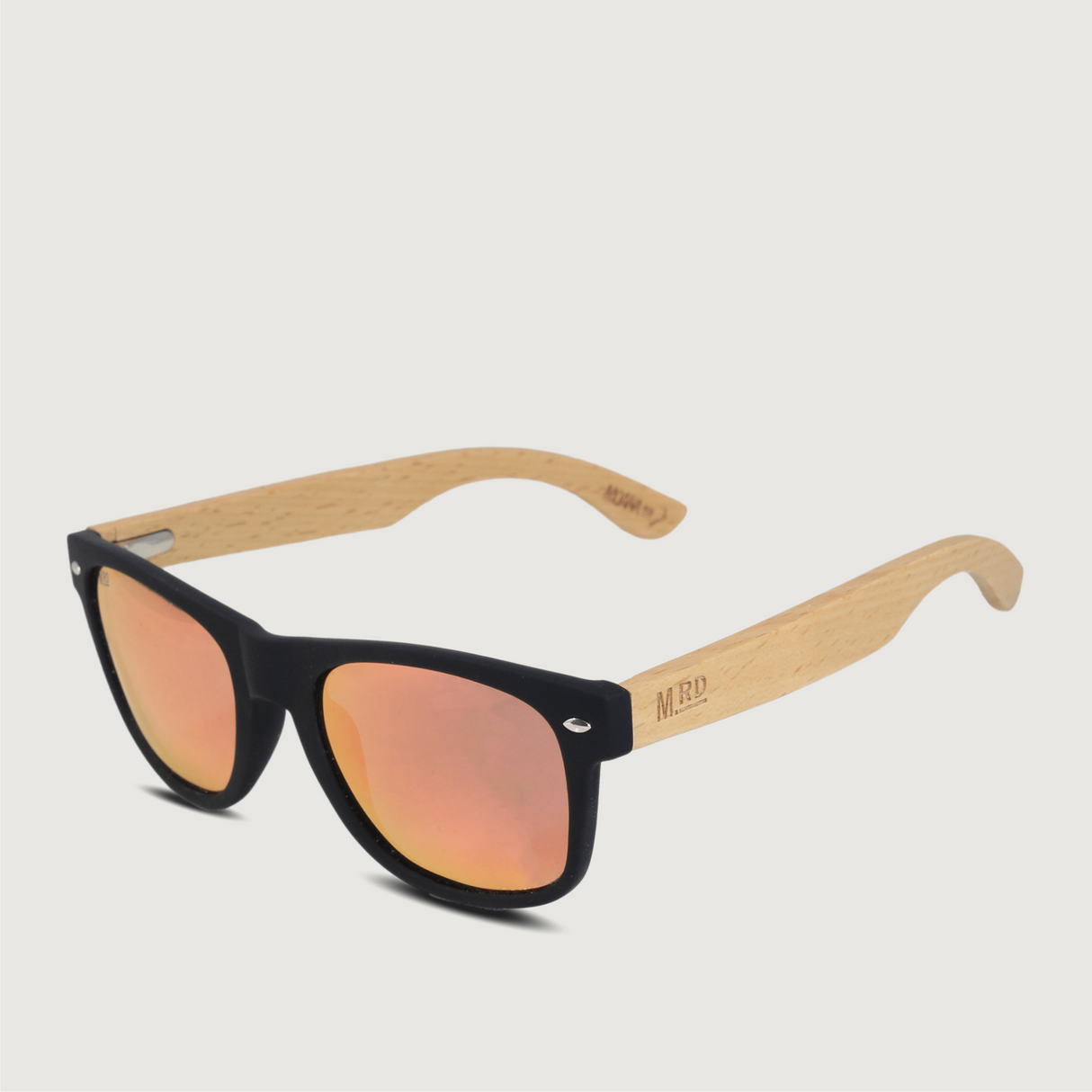 Moana Road - Wooden Arms Sunglasses - 50/50s - Pink Refl Lens w/ Wood Arms