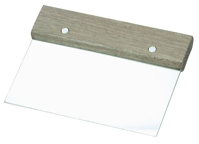 Set of 12 Chef Inox stainless steel dough scrapers with wooden handles, perfect for cutting and lifting dough.