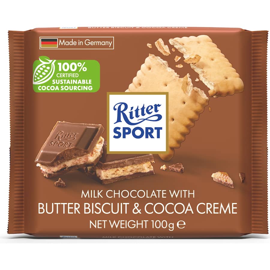 Ritter Sport Chocolate Bar Milk Butter Biscuit 100g