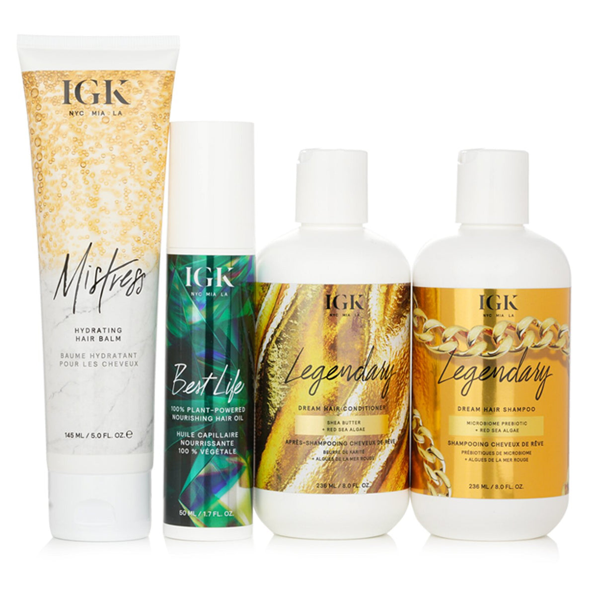 IGK - Live Your Best Life - Shampoo, Conditioner, Hair Balm, Hair Oil - Set