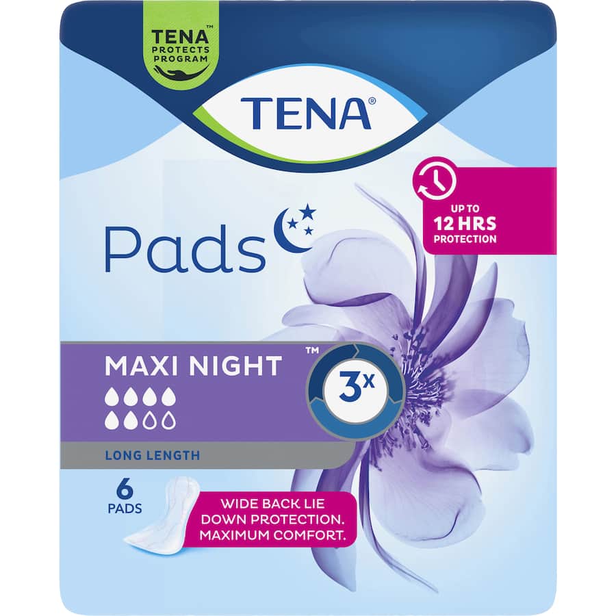 Tena Pads Maxi Night Long Length 6pack