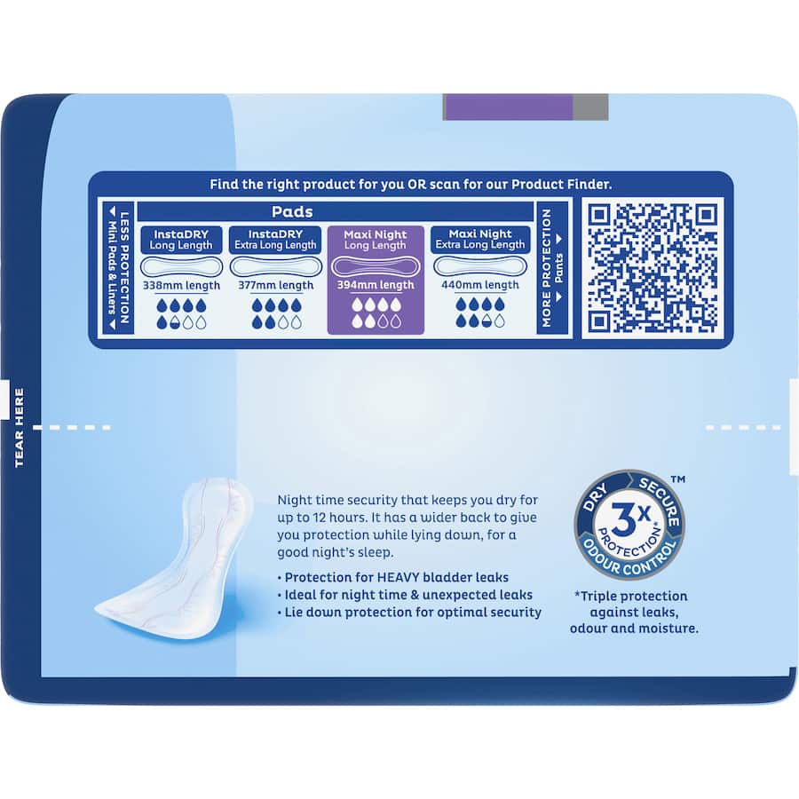 Tena Pads Maxi Night Long Length 6pack