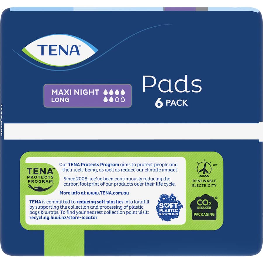 Tena Pads Maxi Night Long Length 6pack