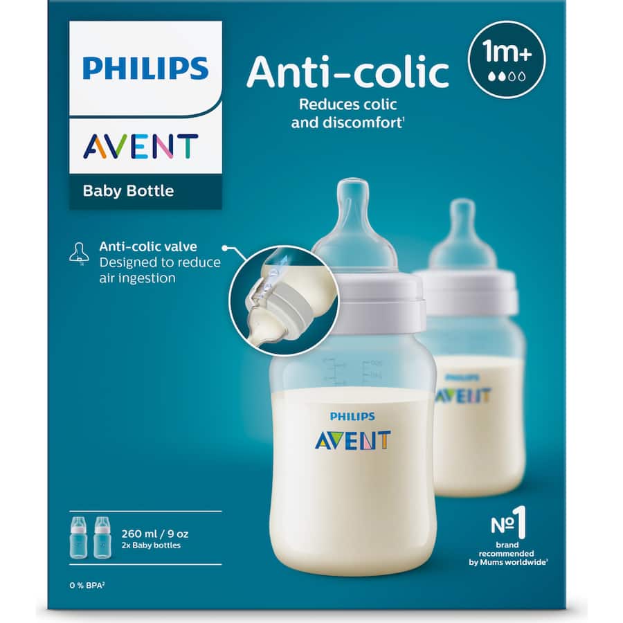 Avent Baby Bottle Anti-colic 1m+ 2x260mL