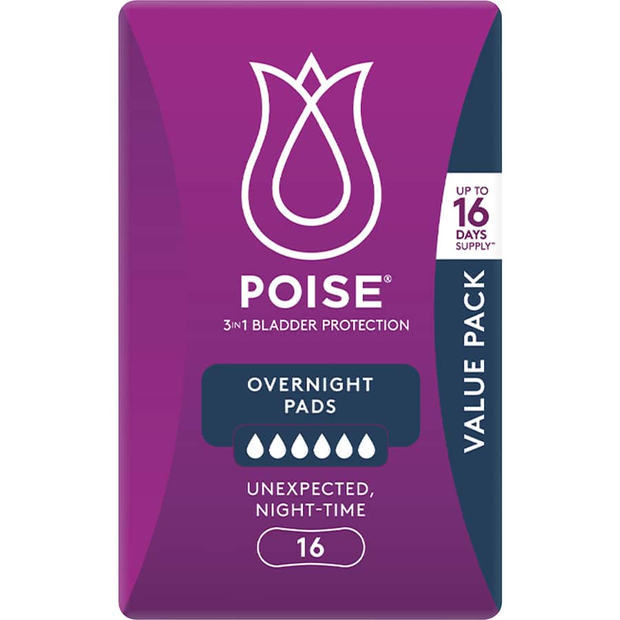 Poise Pads Overnight 16pack