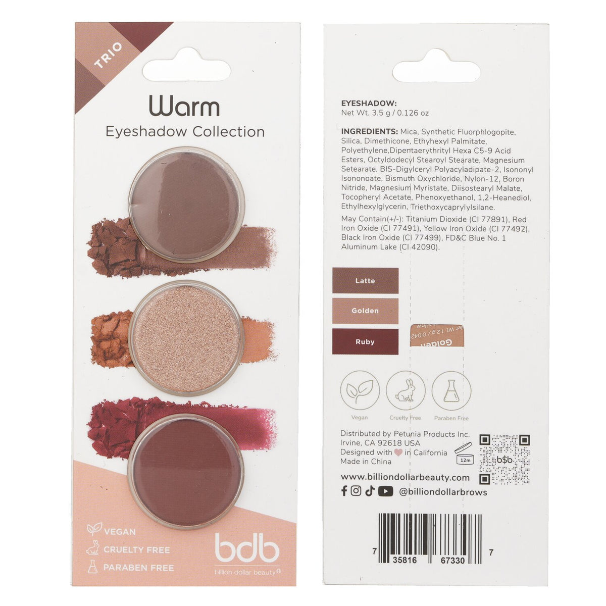 Billion Dollar Brows - Eyeshadow Collection Trio - #Warm - 3.5g/0.126oz
