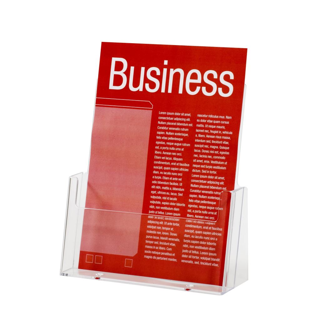 Esselte Brochure Holder Free A4, a sturdy, free-standing display for brochures, flyers, and business cards in portrait format.