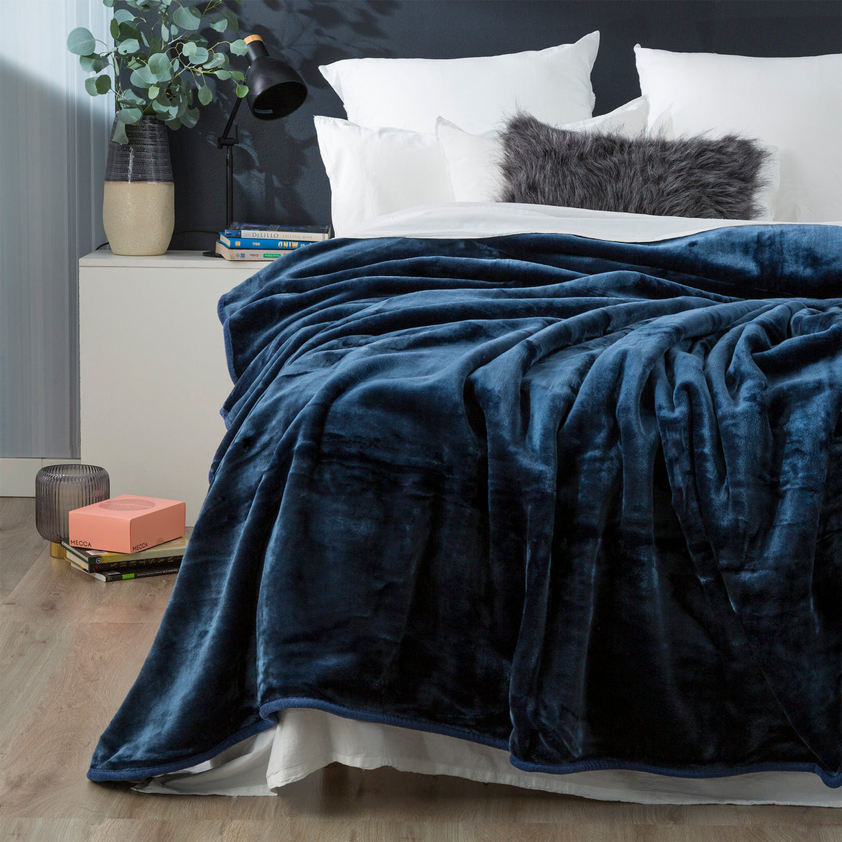 Renee Taylor Heavy Weight Acrylic Mink Blanket Indigo