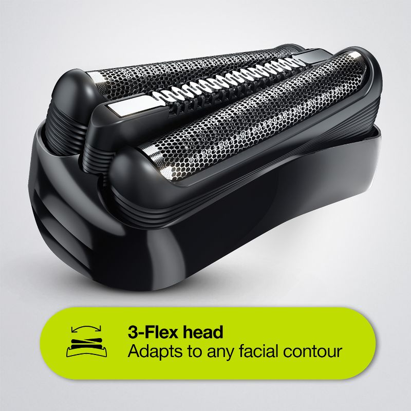 Braun 310BT electric shaver and beard trimmer with 3-Flex head, five combs, wet/dry use, and waterproof design.