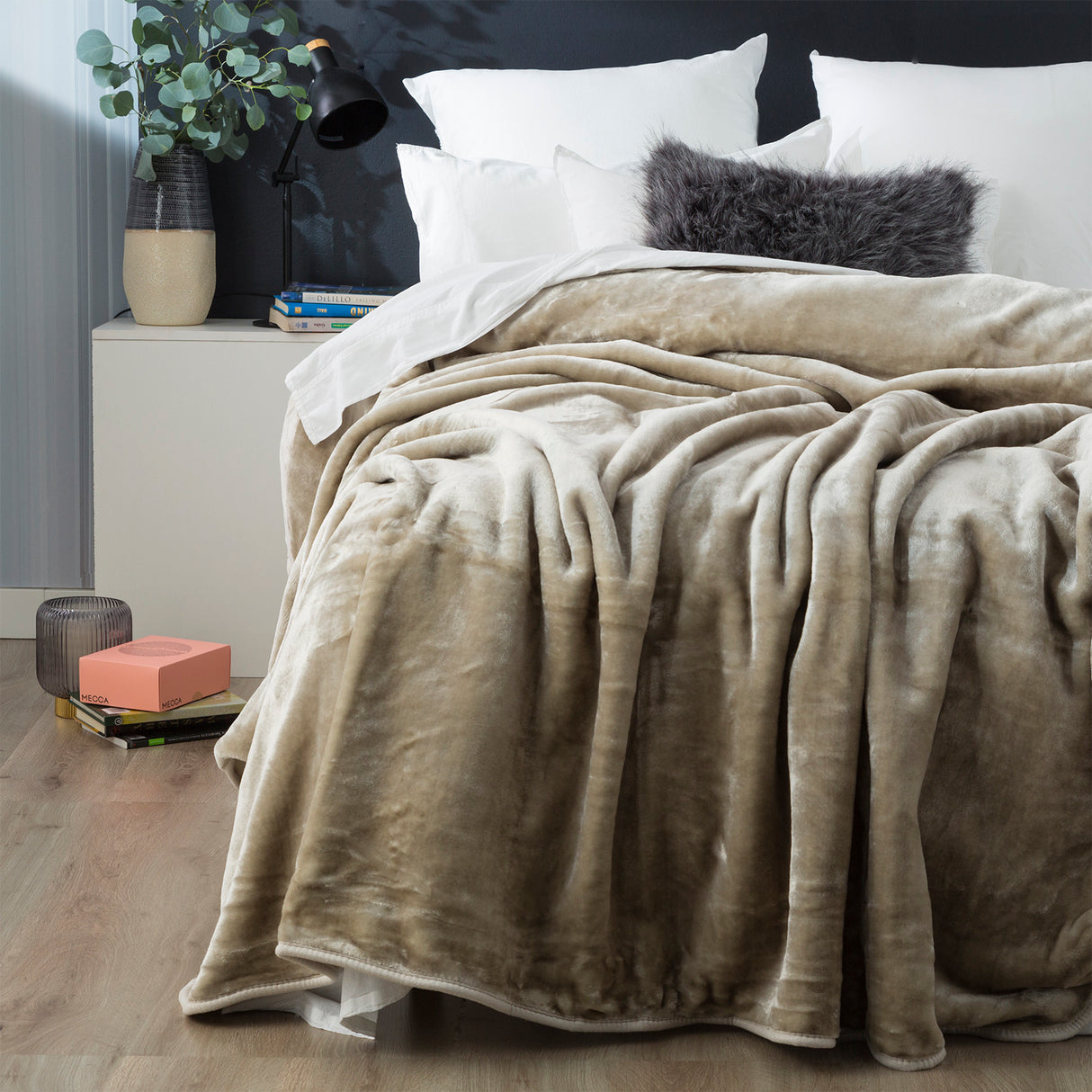Renee Taylor Heavy Weight Acrylic Mink Blanket Taupe