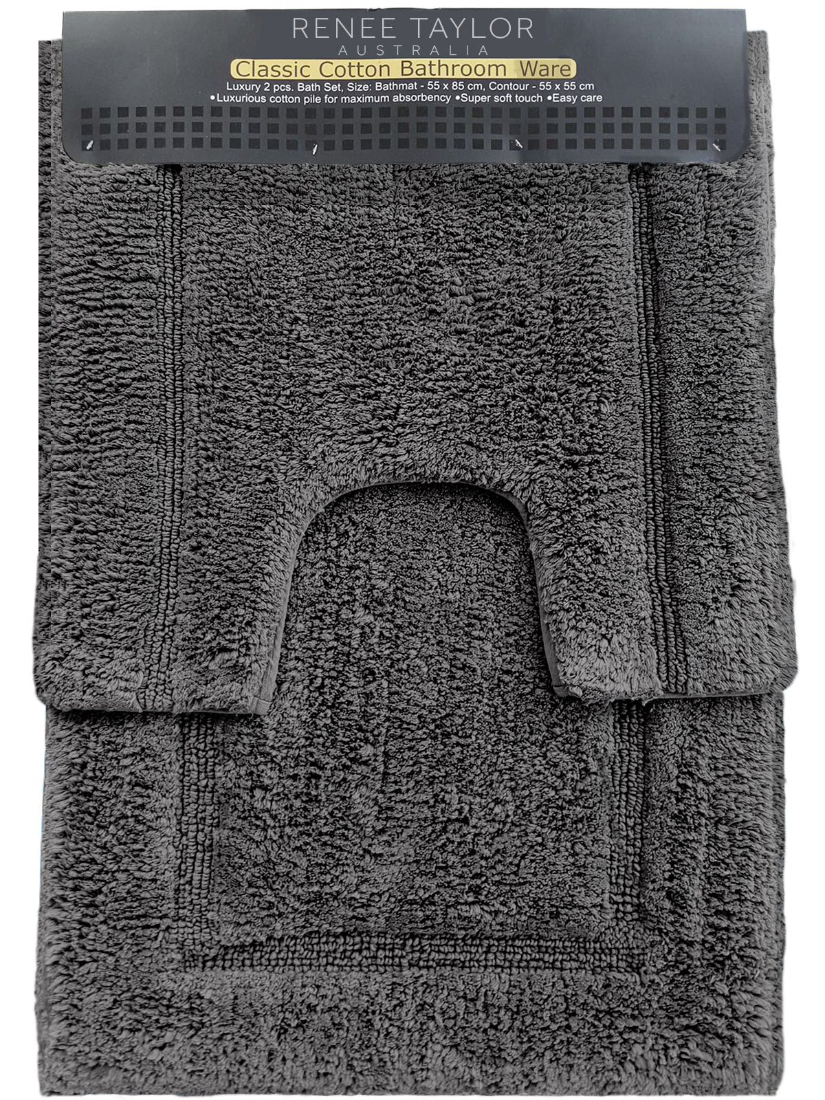Renee Taylor 2 Piece 2200 GSM Tufted Bath Mat set Nickel