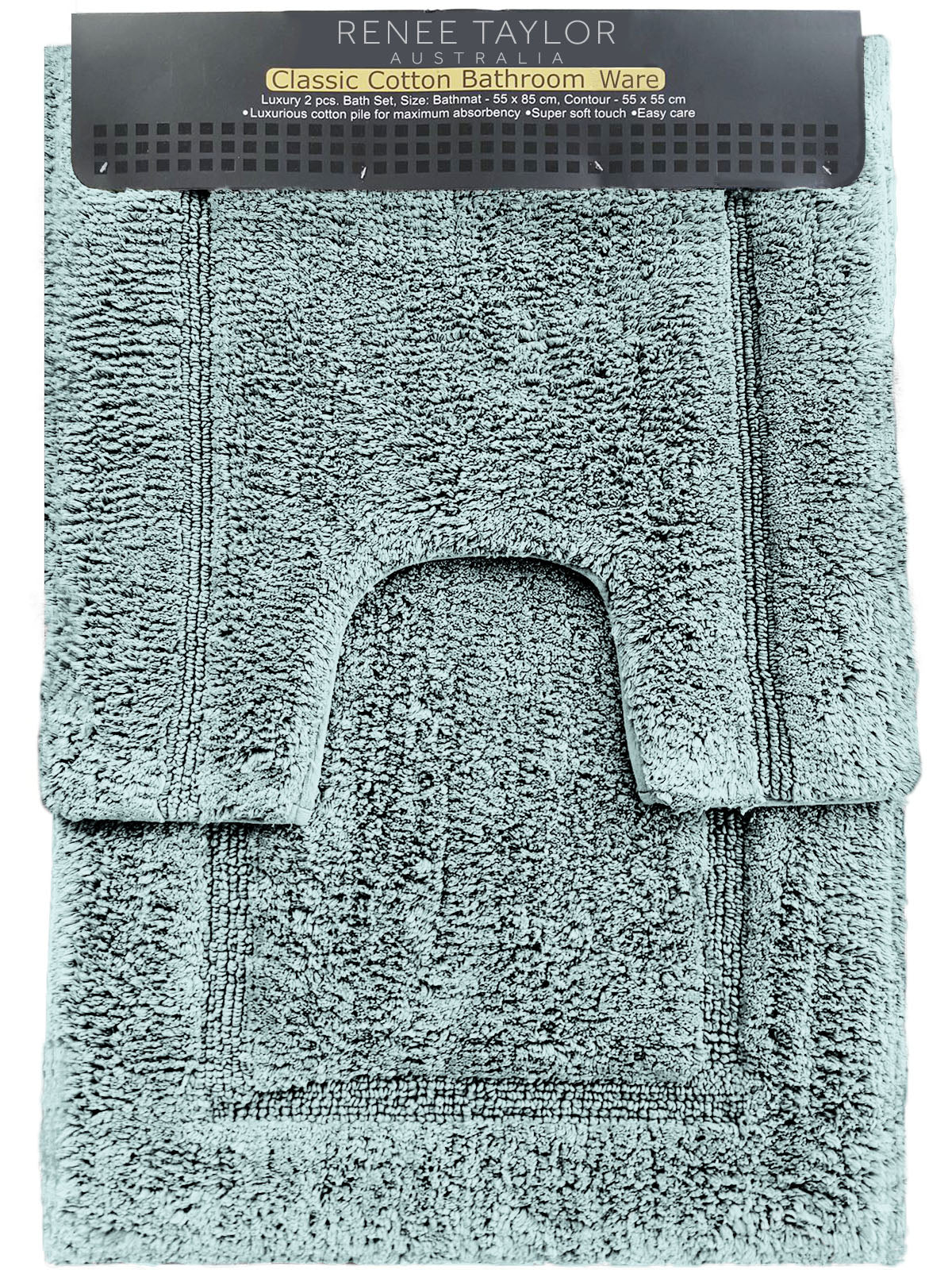 Renee Taylor 2 Piece 2200 GSM Tufted Bath Mat set Gray Mist