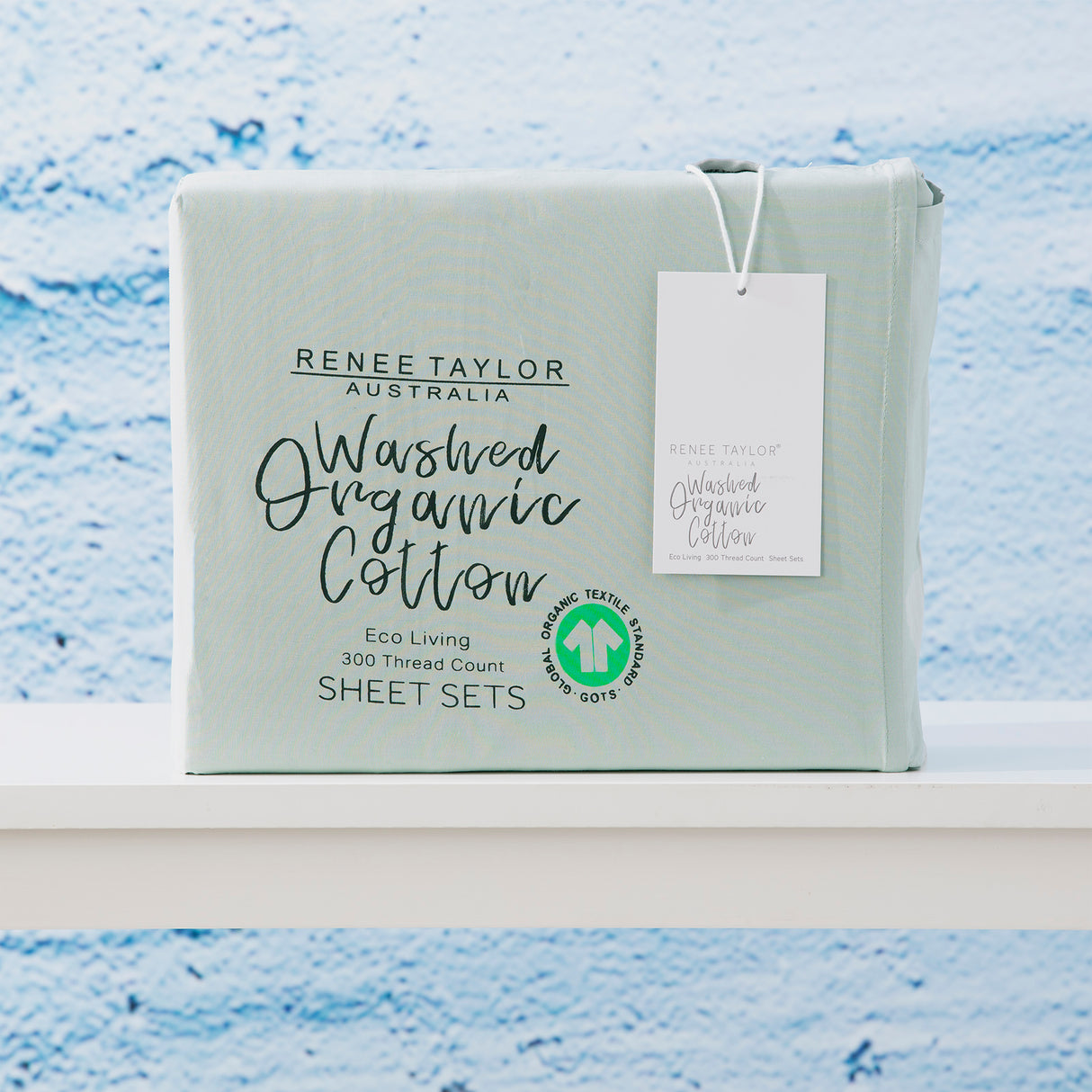 Renee Taylor 300 Thread Count 100 % Organic Cotton Sheet Set Long Single Sage