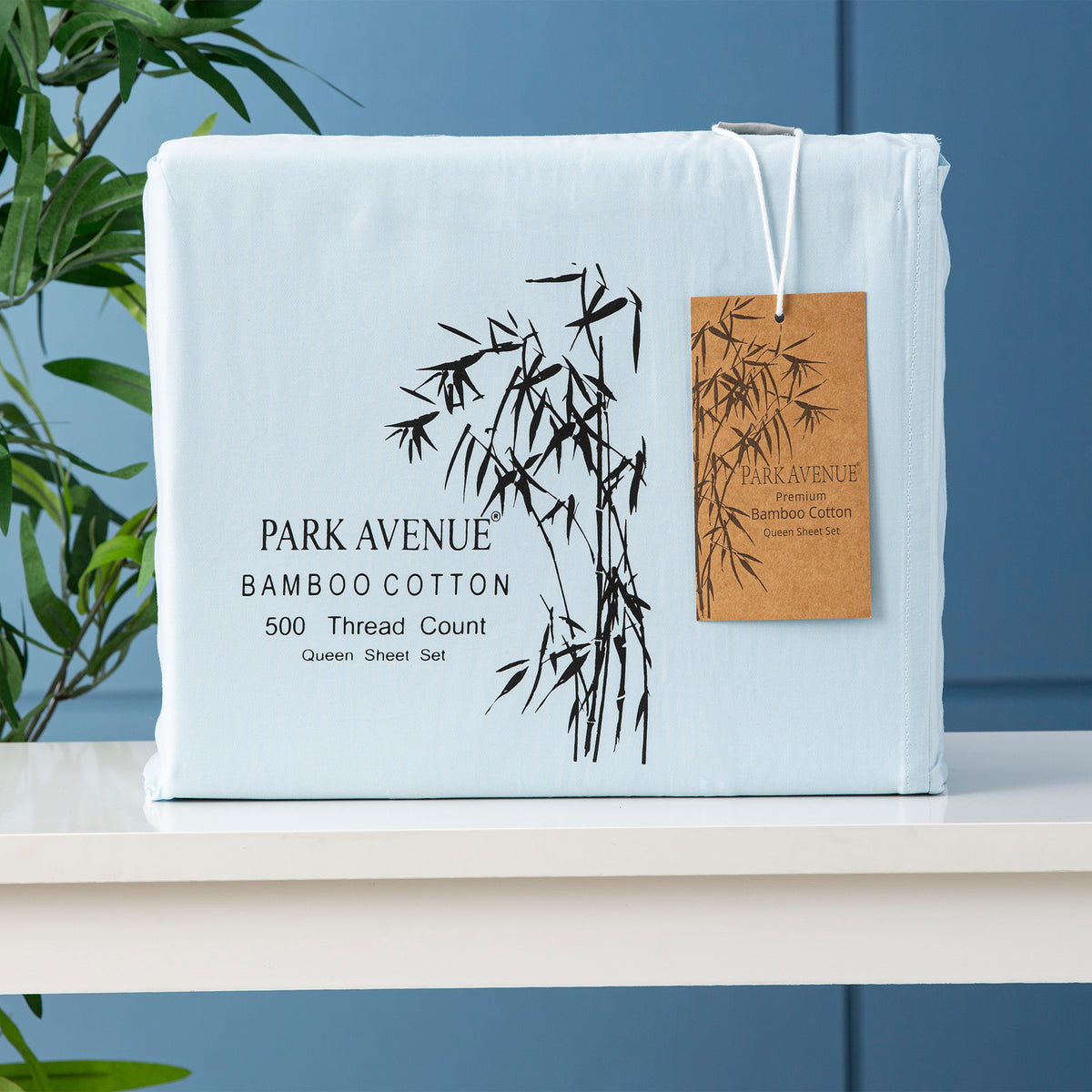 Park Avenue 500 Thread Count Bamboo Cotton sheet set King Single Mid Blue