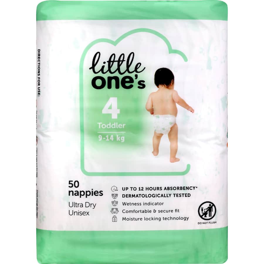 Little One's Bulk Nappies Toddler Boys & Girls 10-14kg Size 4 50pack