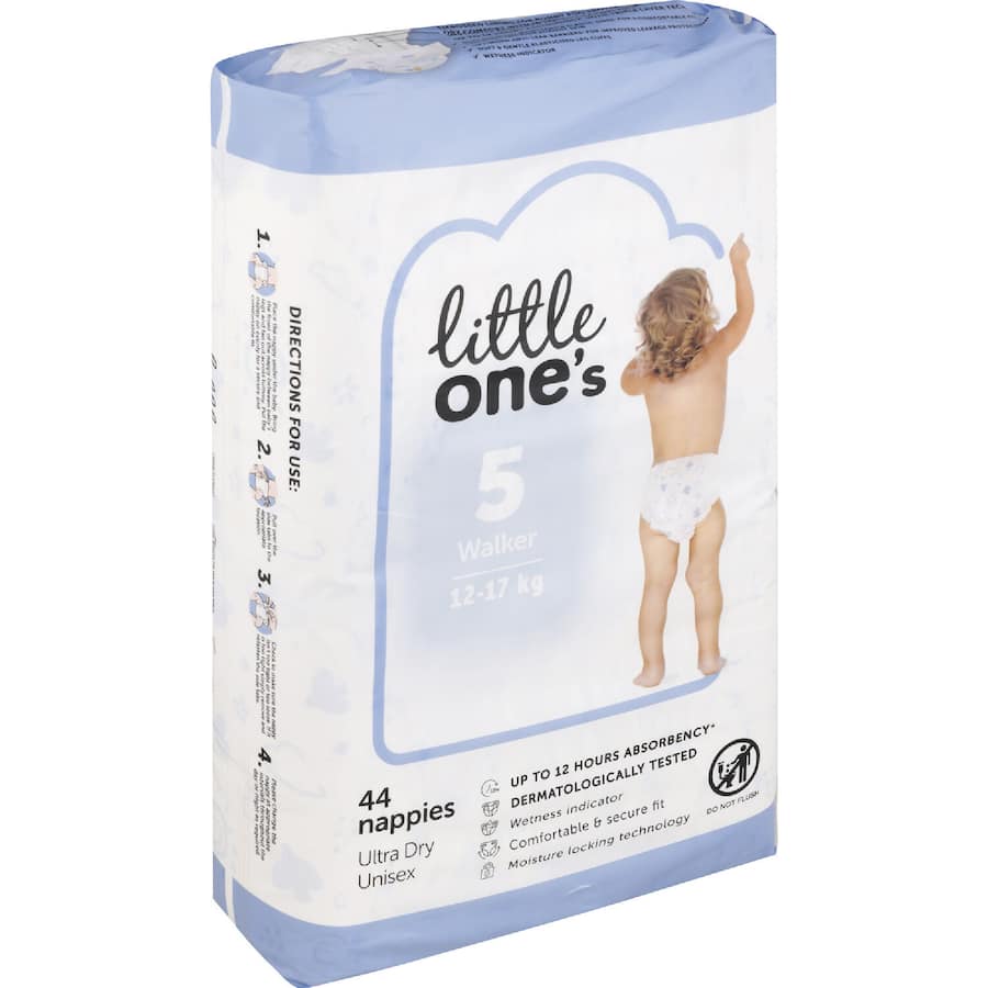 Little One's Bulk Nappies Walker Boys & Girls 13-17kg Size 5 44pack