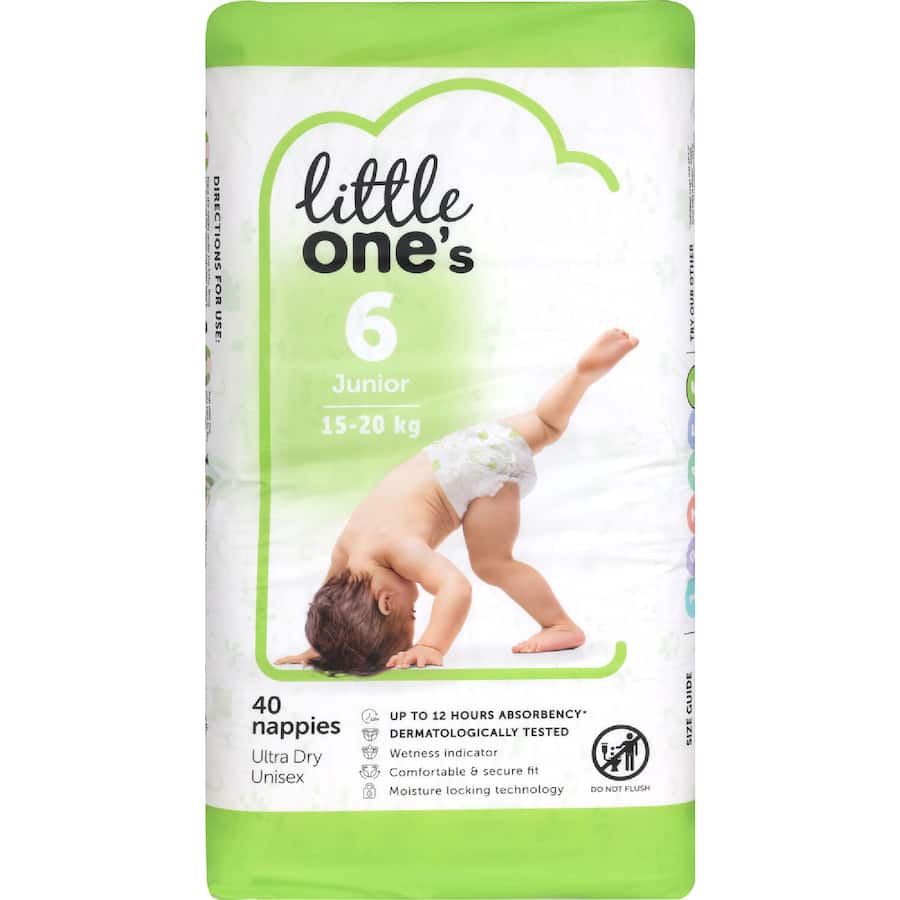 Little One's Bulk Nappies Junior Boys & Girls 16+ Kg Size 6 40pack