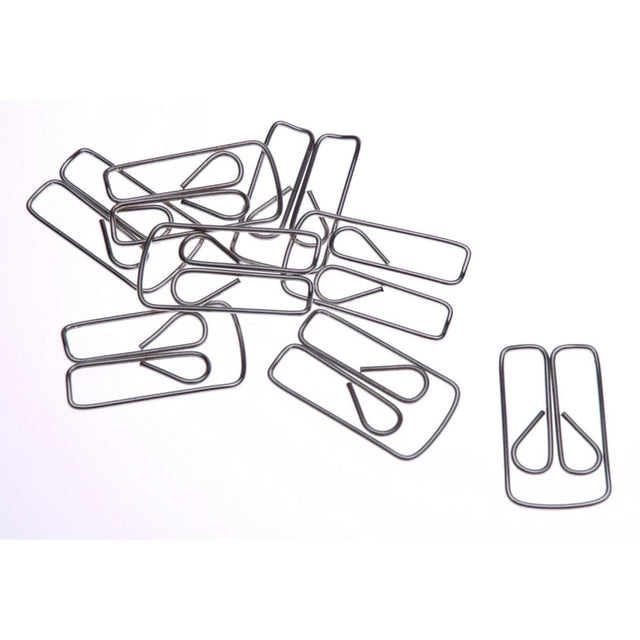 Silver owl-shaped paper clips, 25mm, box of 100, for unique document organization and superior stability.