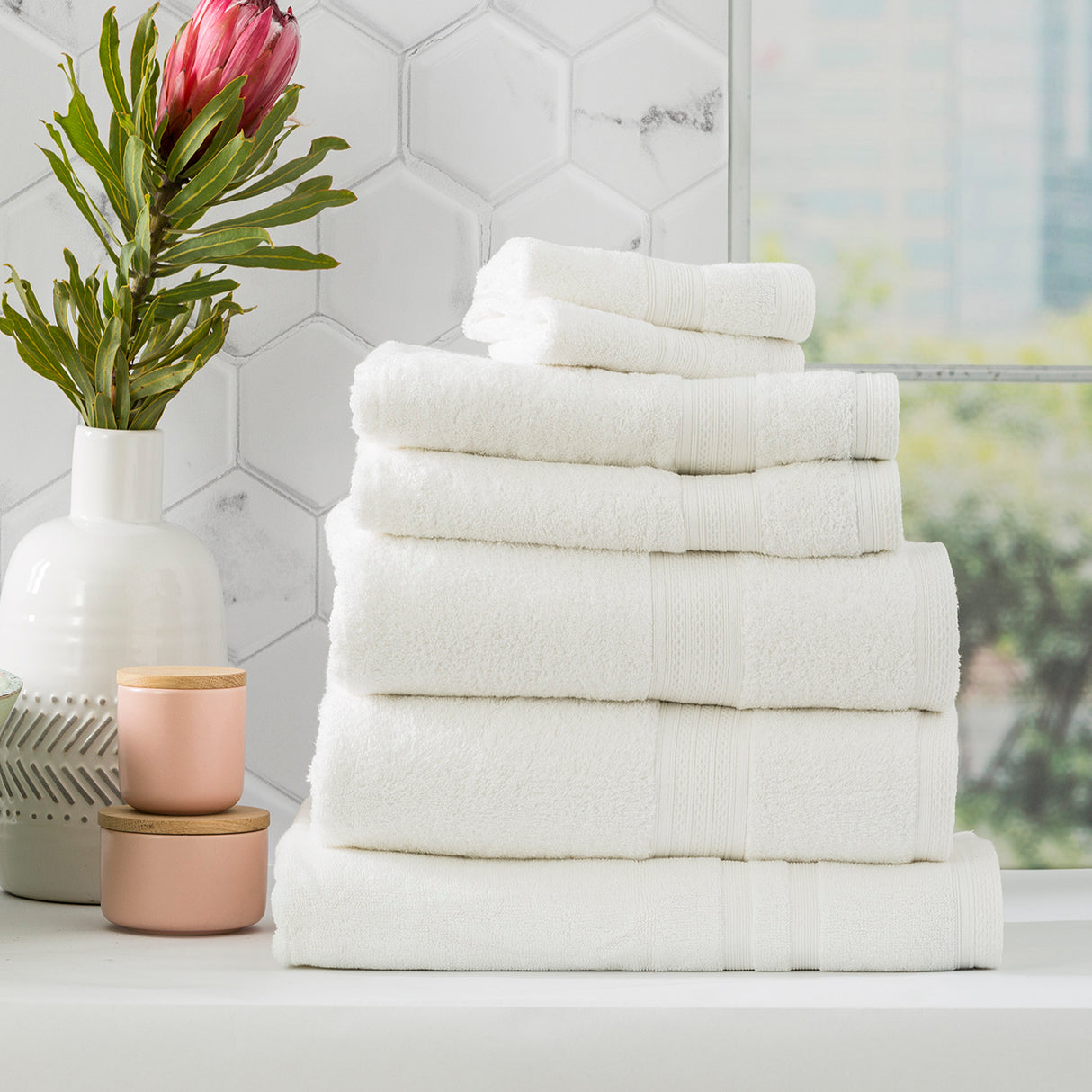 Renee Taylor Stella 650 GSM Super Soft Bamboo Cotton 7 Piece White
