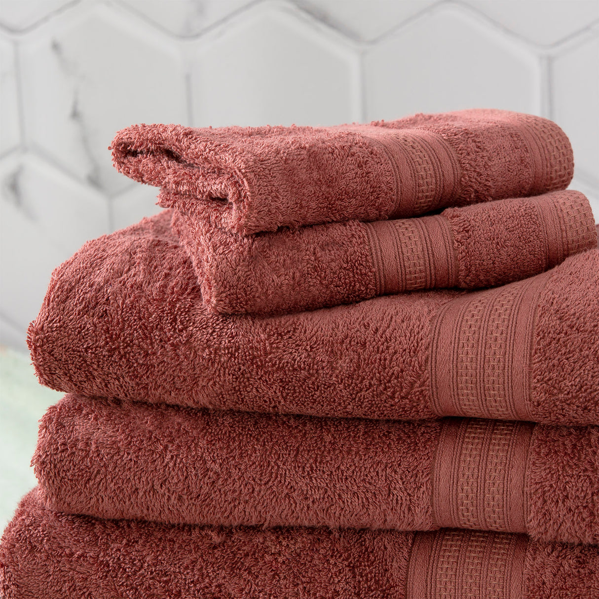 Renee Taylor Stella 650 GSM Super Soft Bamboo Cotton 4 Piece Bath Towel Brick